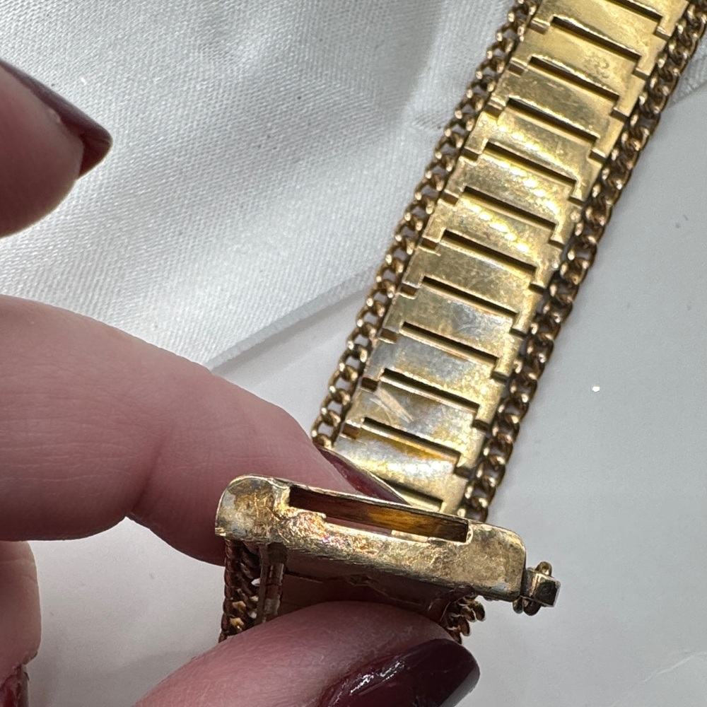 Vintage 18K gold plated etched bracelet 8” - Picture 13 of 14